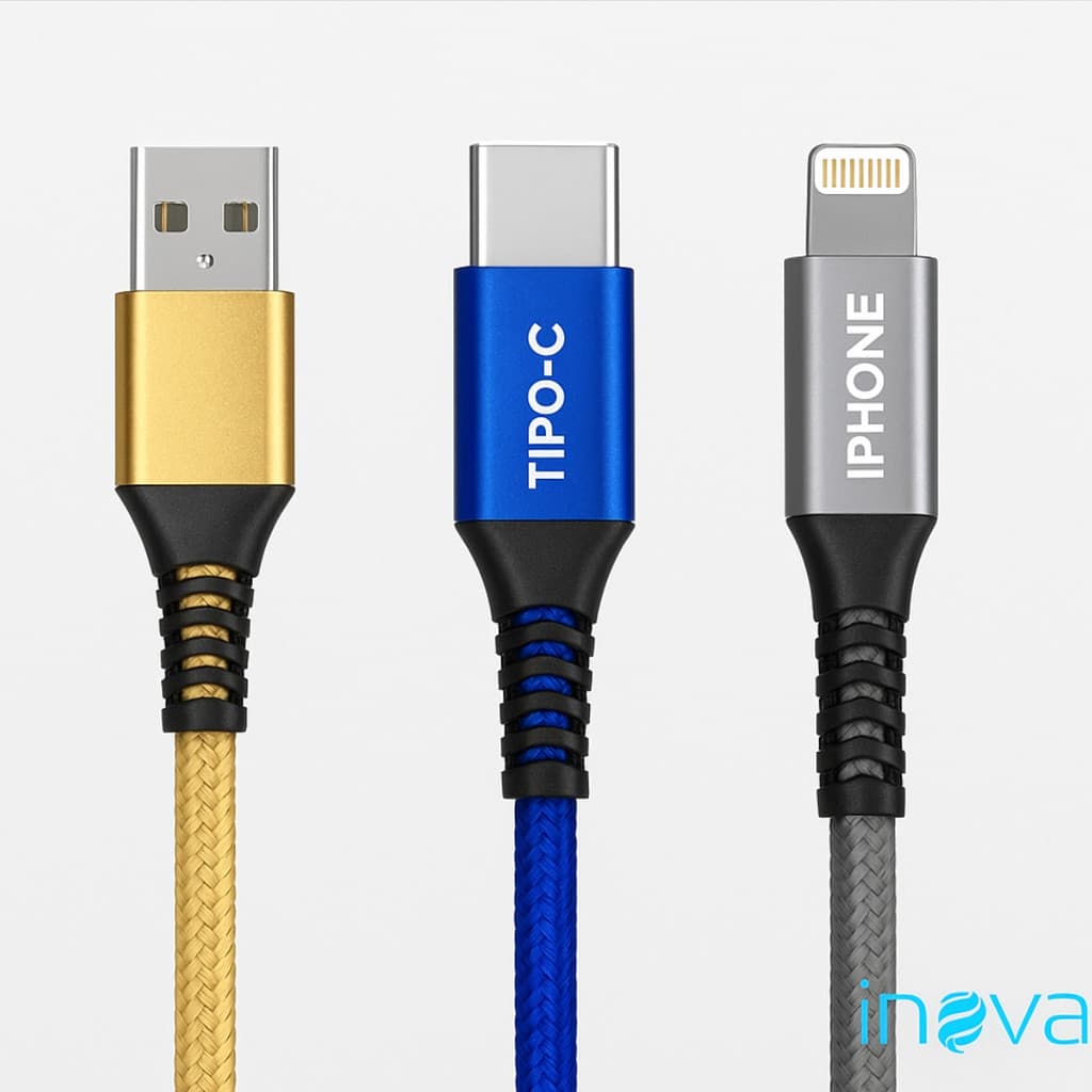 Kit 10 Cabos USB Reforçados 1m V8 , Tipo C com Adaptador , IPhone Inova Pronta entrega