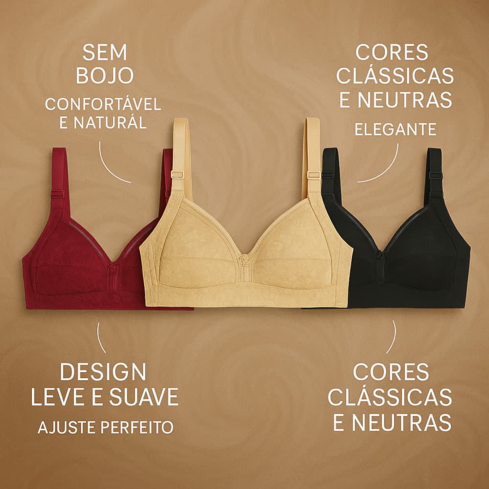 Sutiã Feminino Spandex Sem Bojo Renda Ajuste 3 Ganhos