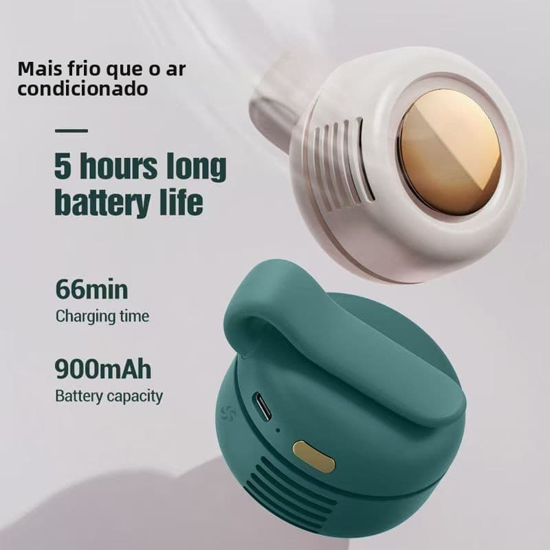 Ventilador de Cintura Suspenso Sem Lâmina | Ajustável em 3 velocidades | Mini Portátil | Silencioso | Ao ar livre