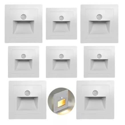 KIT 8 Balizador Lâmpada Luminária Sensor de Movimento Infravermelho LED Sensor de Presença PIR - CH234