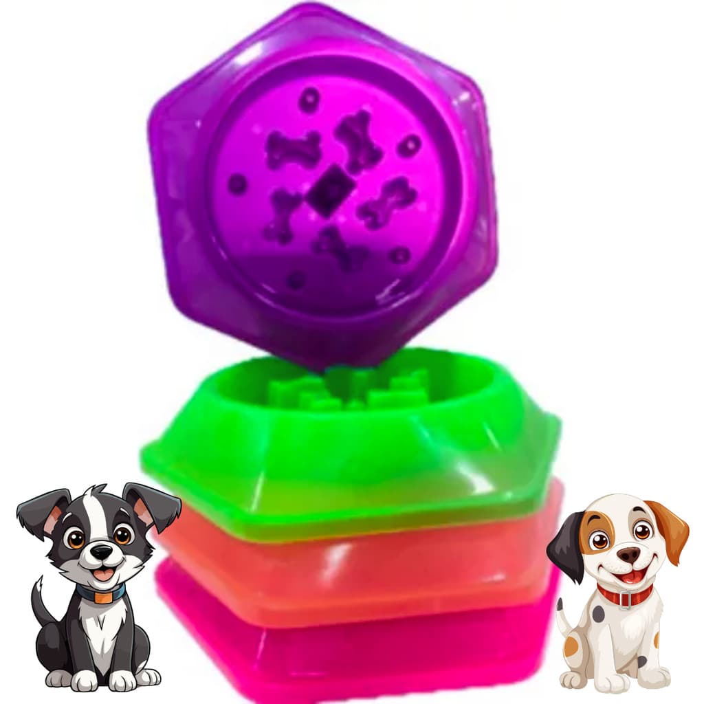 Comedouro Educativo Lento Pet Interativo Pote Ração Labirinto Cachorro Cães 2D Neon