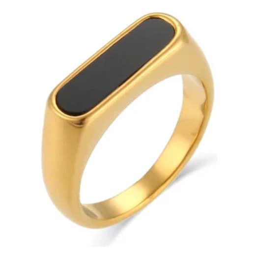 Anel Dedeira Dourado Com Preta Preta 4mm Oval Para Homens e Mulheres