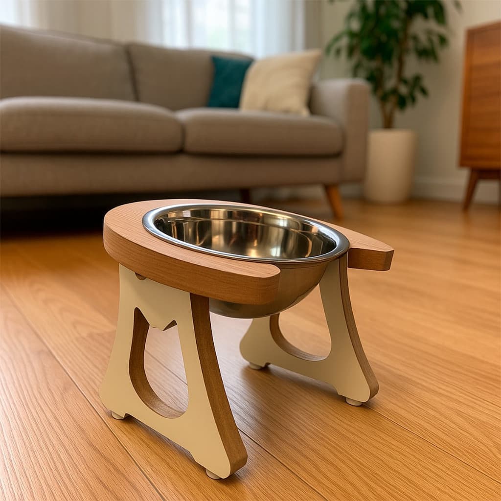 Comedouro Elevado em MDF para Cachorro e Gato – Design com Patinhas