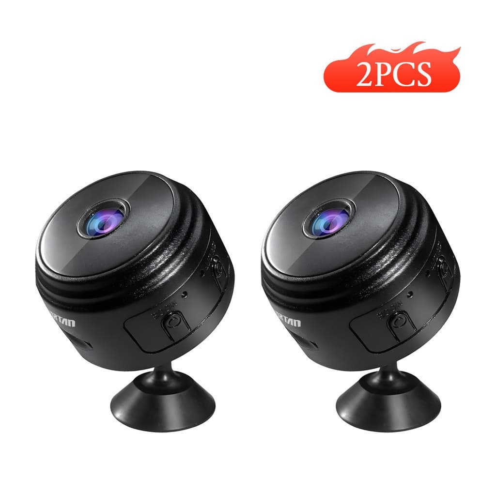 Kits 2 Câmera de vigilância em miniatura Mini HD Wifi com Sensor de Presença e Suporte para Encaixe