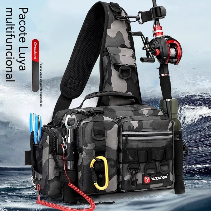 Bolsa para Equipamentos de Pesca, Bolsa Tática de Ombro para Pesca, Bolsa Leve para Pesca, Caminhada, Caça, Camping