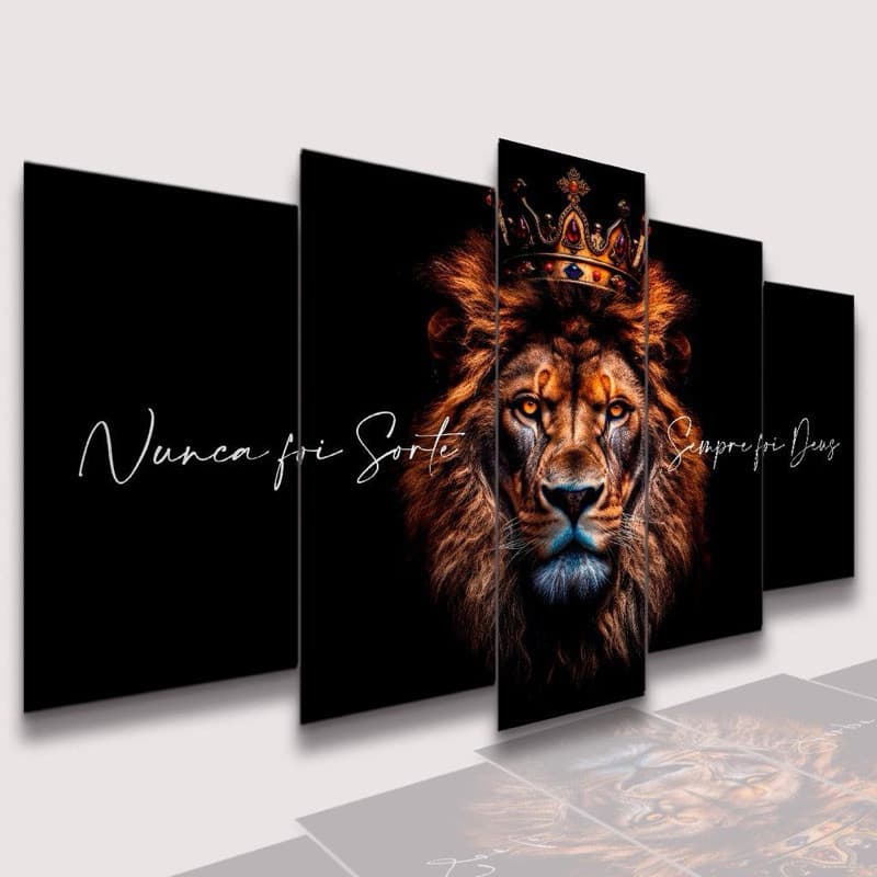 Conjunto Quadros DecorativosAlta Resolução Mosaico Leão Paisagem Frases Flores Cristão Sala Quarto