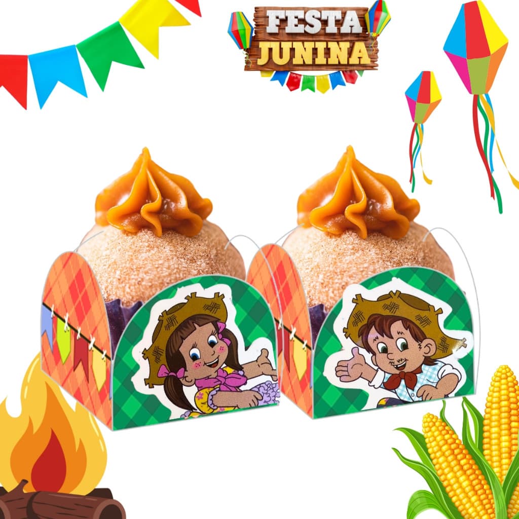 Kit 50-500 Forminha 4 Pétalas Festa Junina Pacoça Docinho Brigadeiro Arraiá