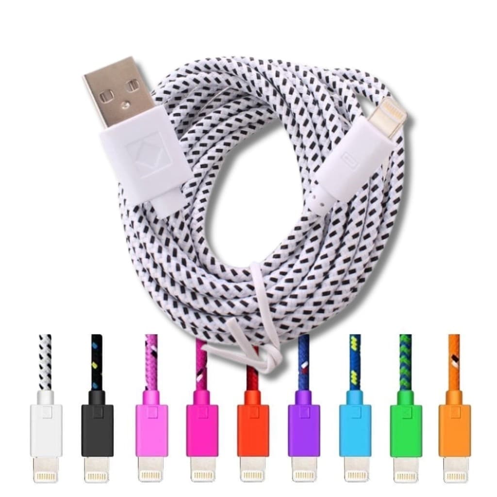 Cabo Usb Lightning Colorido Nylon Compatível Iphone/Ios 2m