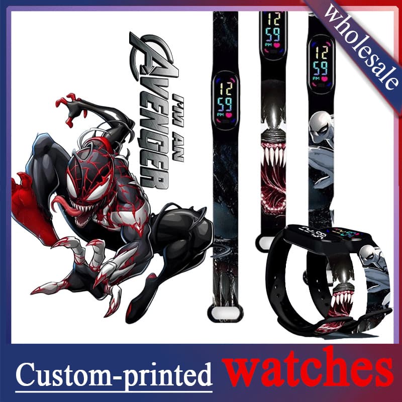[Atacado] Relógio Marvel Venom/relógio eletrônico LED impresso/relógio eletrônico infantil