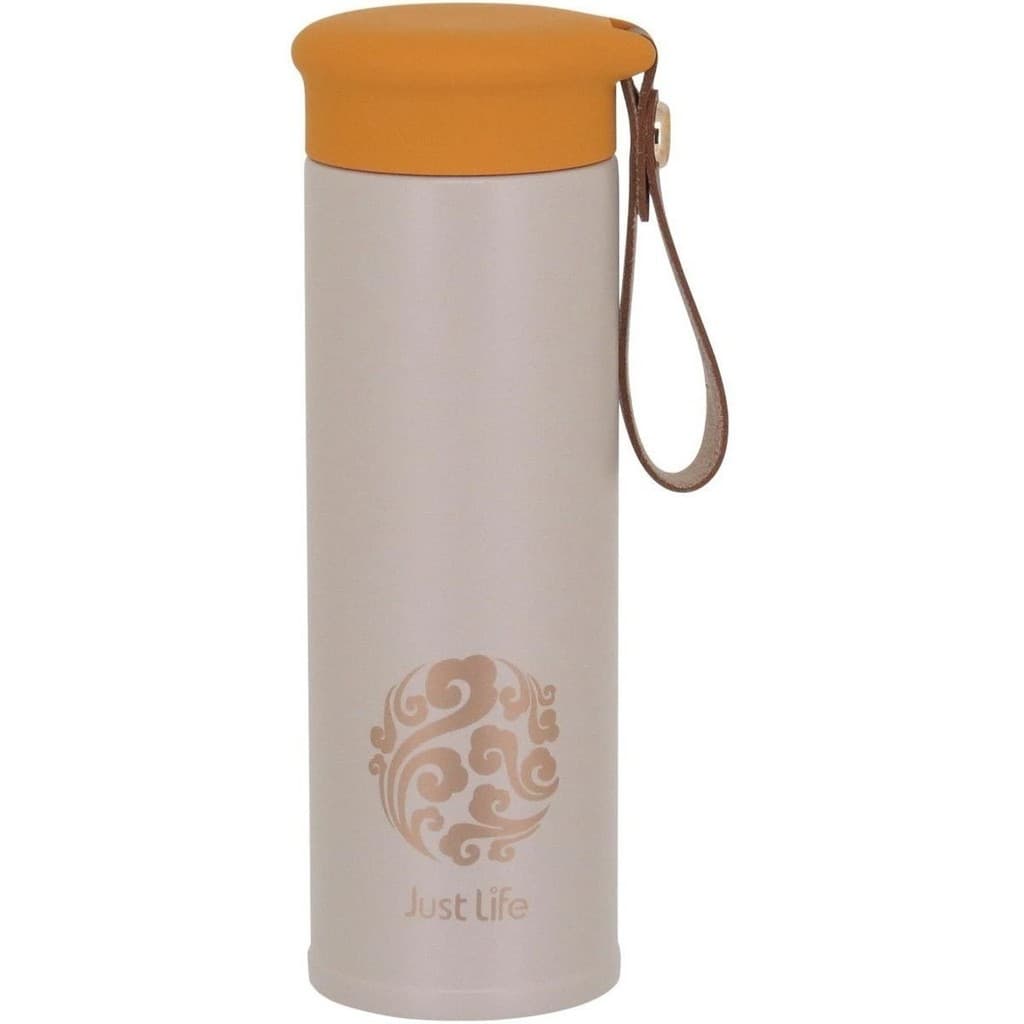 Garrafa Térmica Squeeze Academia Fitness Life Parede Dupla Inox 450ml 20x6 Bege