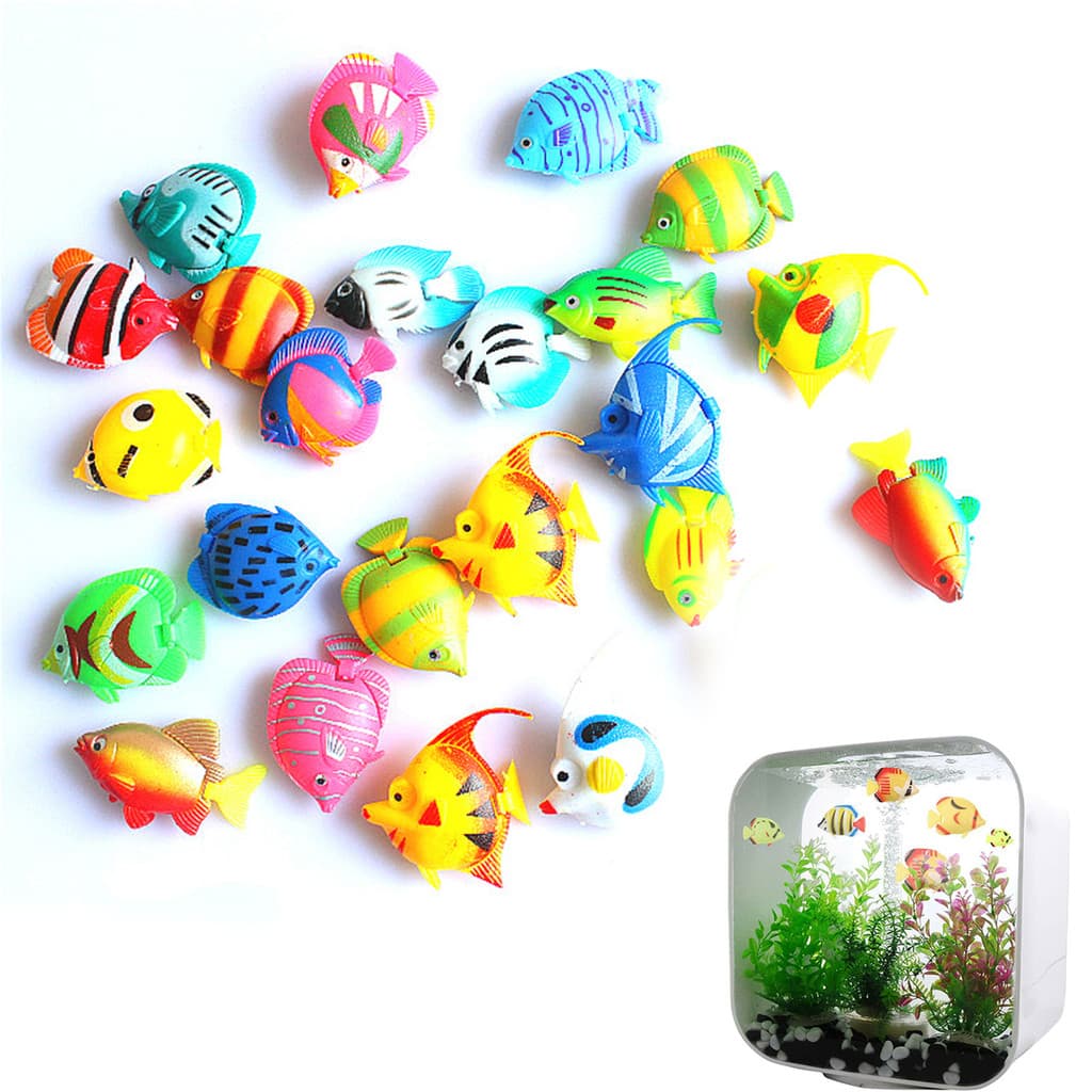 1 Conjunto De Peixes De Plástico Artificial Para Aquário , Ornamentos Coloridos Tropicais , Decoração Flutuante