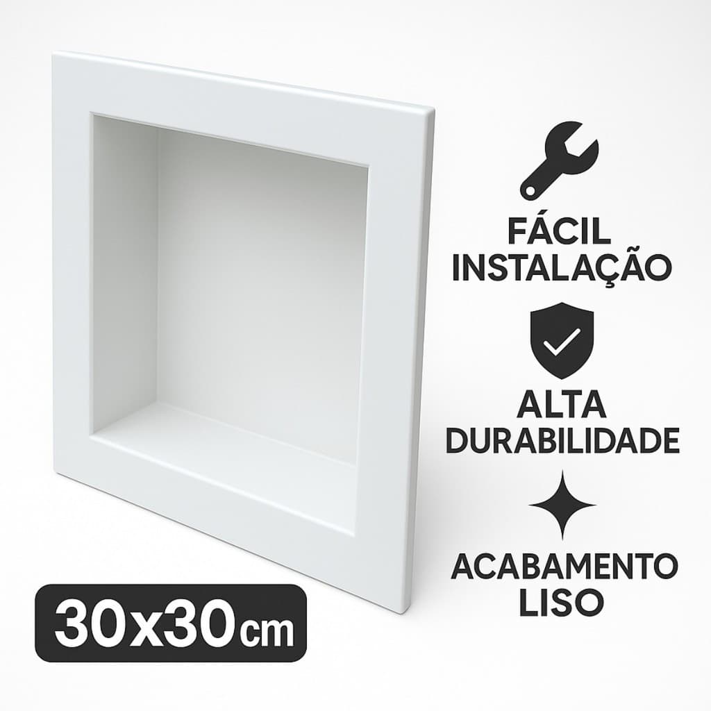 Nicho De Embutir Em Mármore Sintético Branco 30x30cm Cozinha