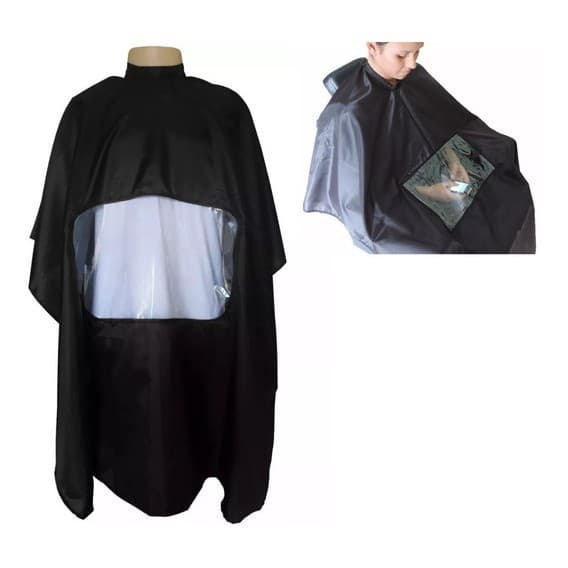 Capa De Corte Cabeleireiro Barbeiro C/ Visor Transparente Para Celular