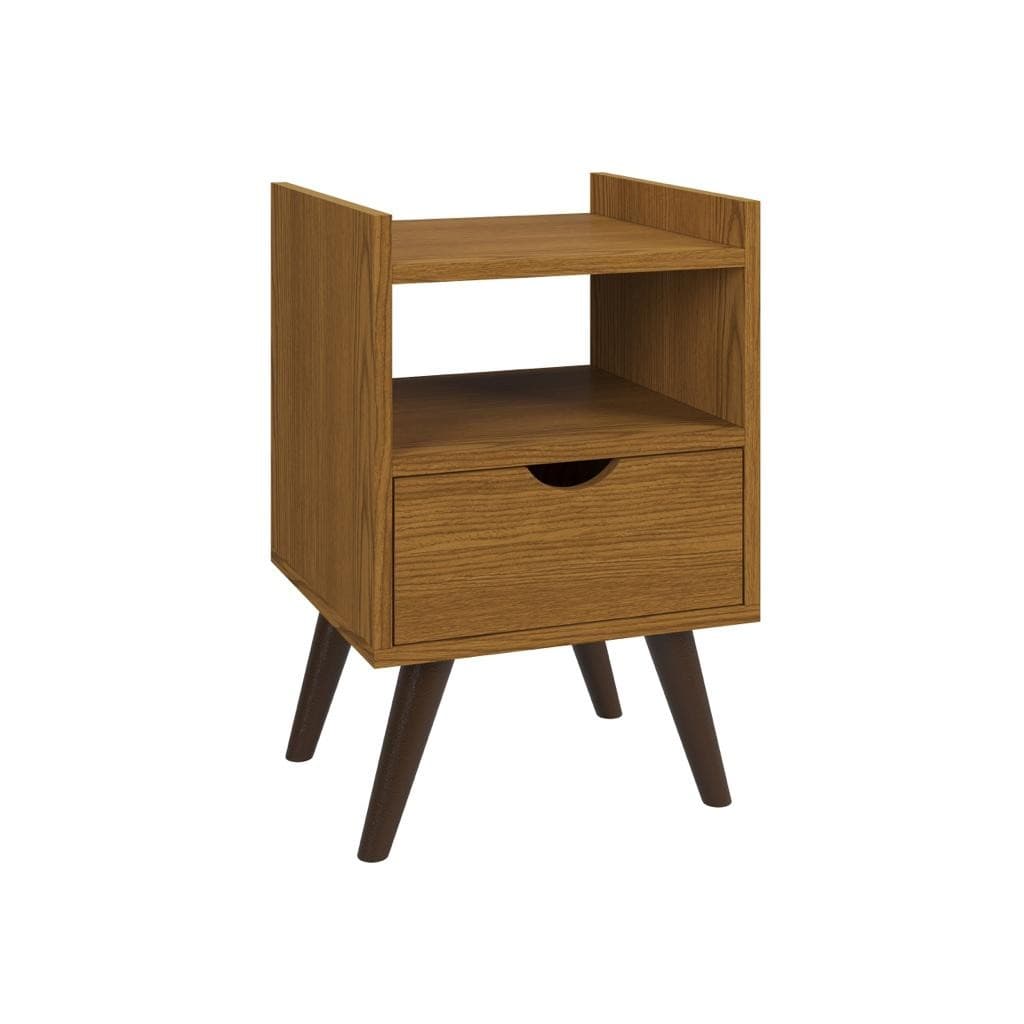Mesa de Cabeceira Alice organizador 01 gaveta pés Palito quarto escritório - Freijó - Prado móveis