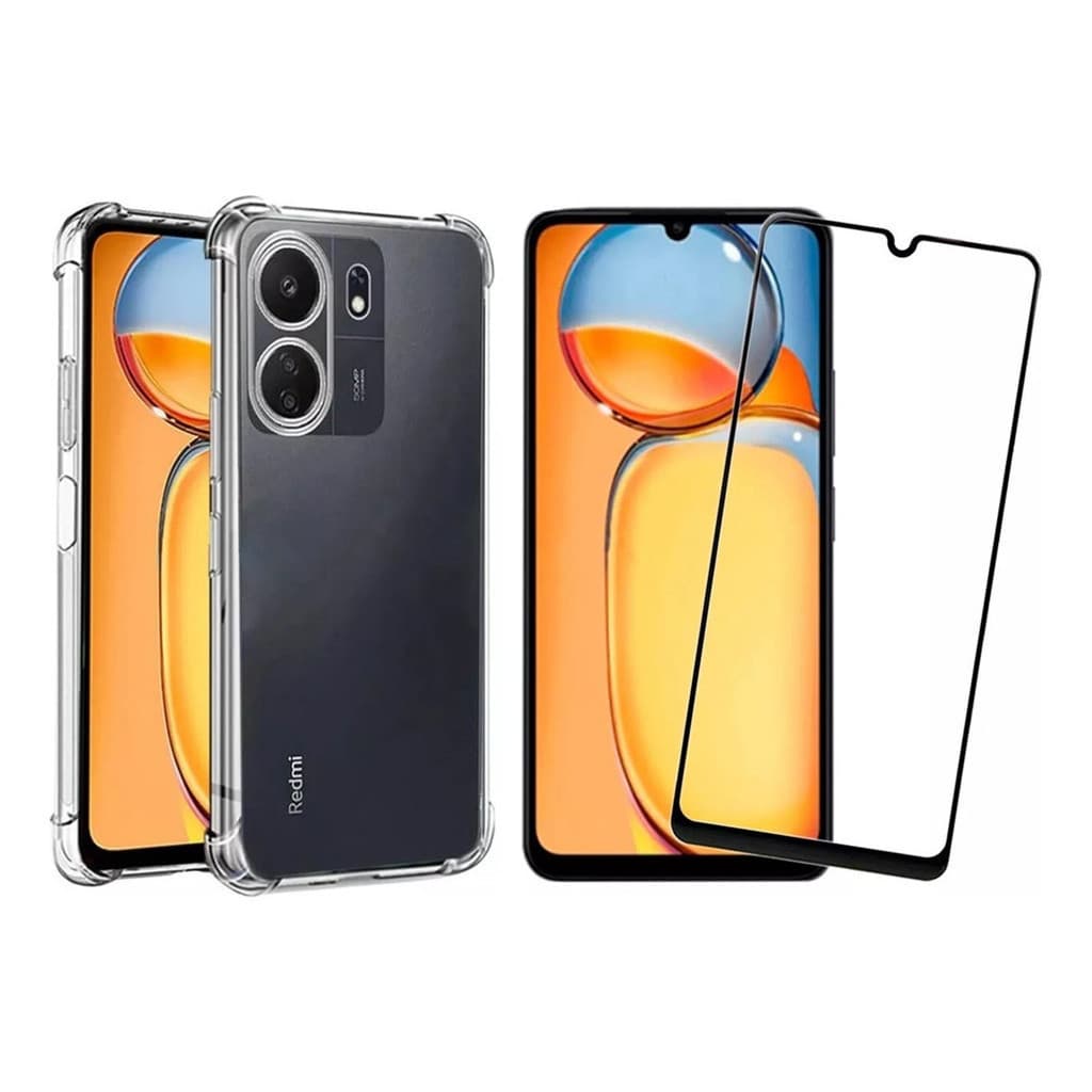 Kit Capa + Película Vidro 3D Compatível Xiaomi Redmi 13C