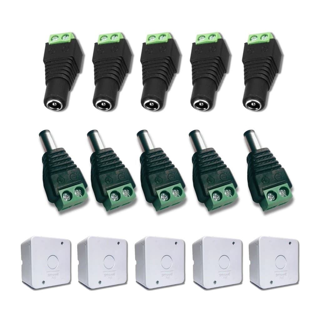 KIT 5 Conectores P4 Macho & Fêmea com Borne + 5 Caixas de Proteção Simples Stilus (OPCIONAL)