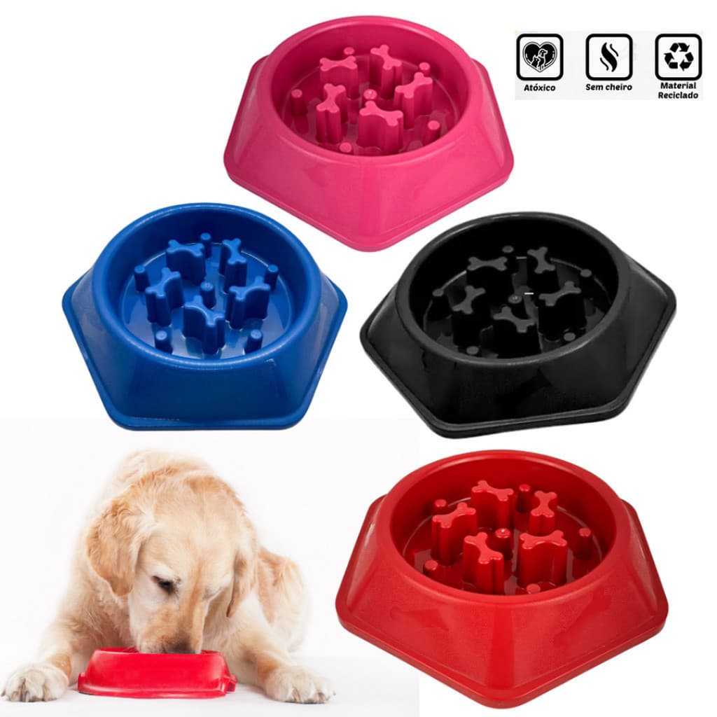 Comedouro Educativo Lento Pet Interativo Pote Ração Labirinto Cachorro Cães 2D
