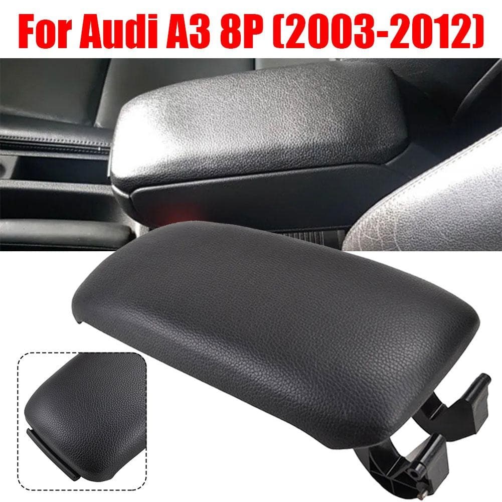 1 Pçs Apoio De Braço Central Lábio Capa De Couro Preto Do Carro Console Tampa Para Audi A3 8P B0W7