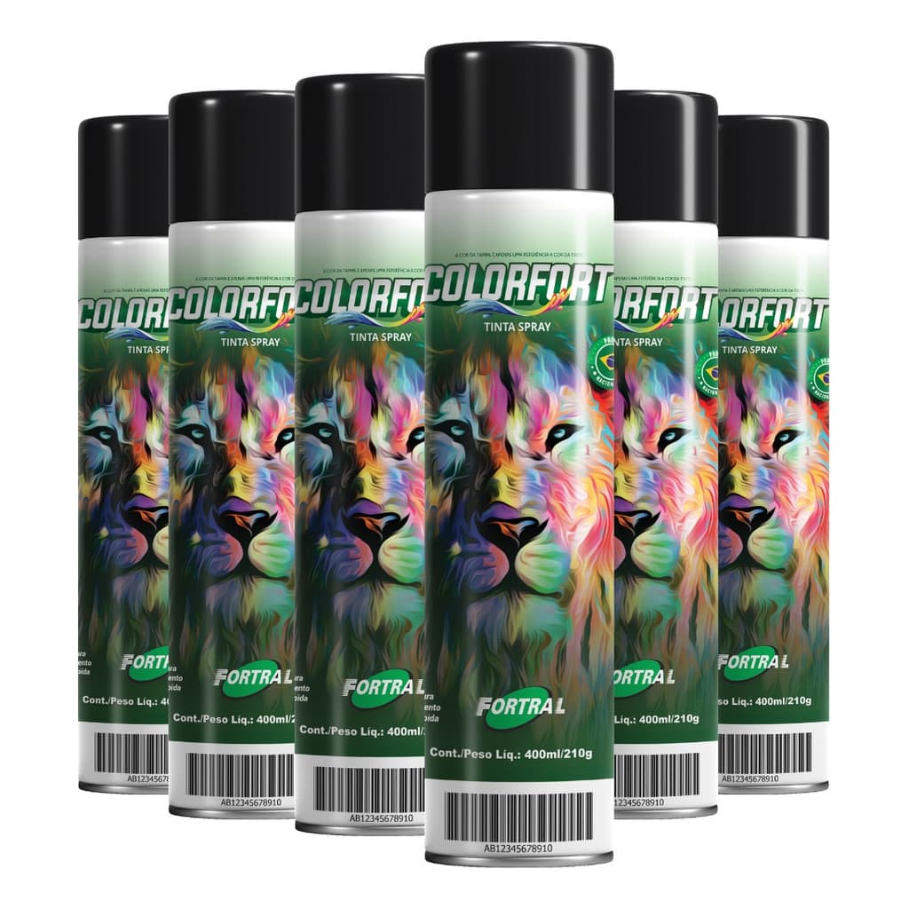 Tinta Spray Preto Fosco 400ml Uso Geral E Automotivo 6 Un