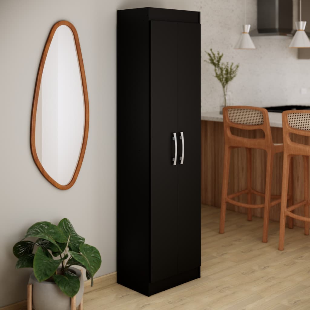 Armario Cozinha 2 Portas 4 Prateleiras Compact - Preto