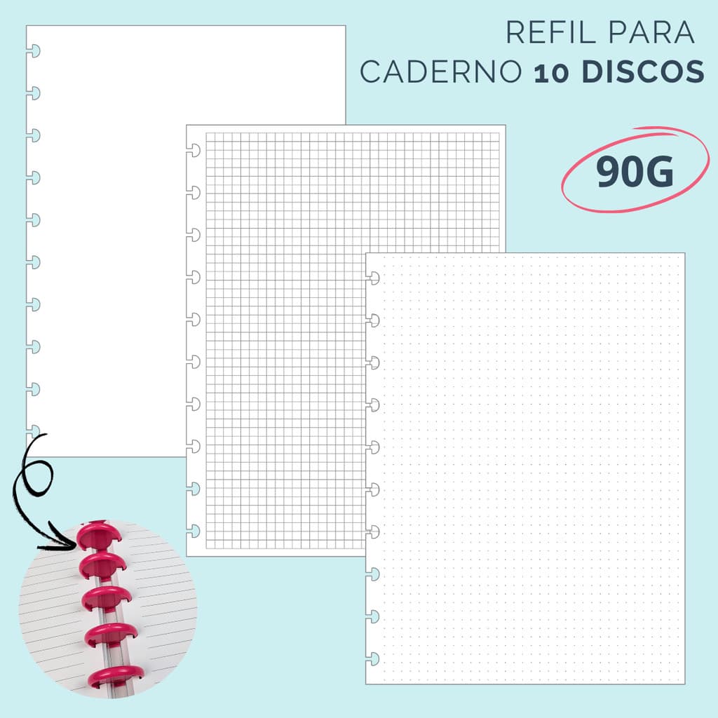 Refil para Caderno de Disco B5 – 50 Folhas | 90g/m²