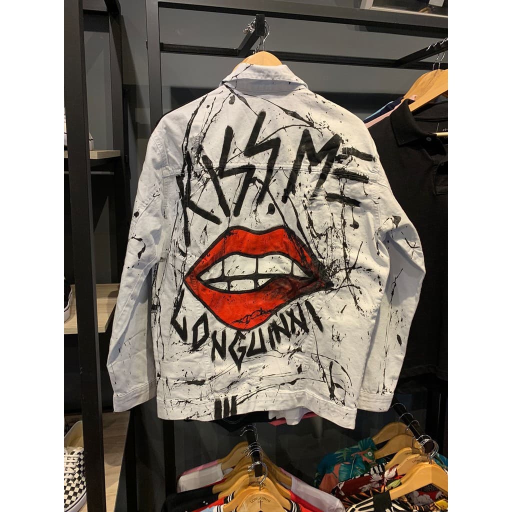 Jaqueta Jeans Customizada Boca Branca - Personalizada a Mão