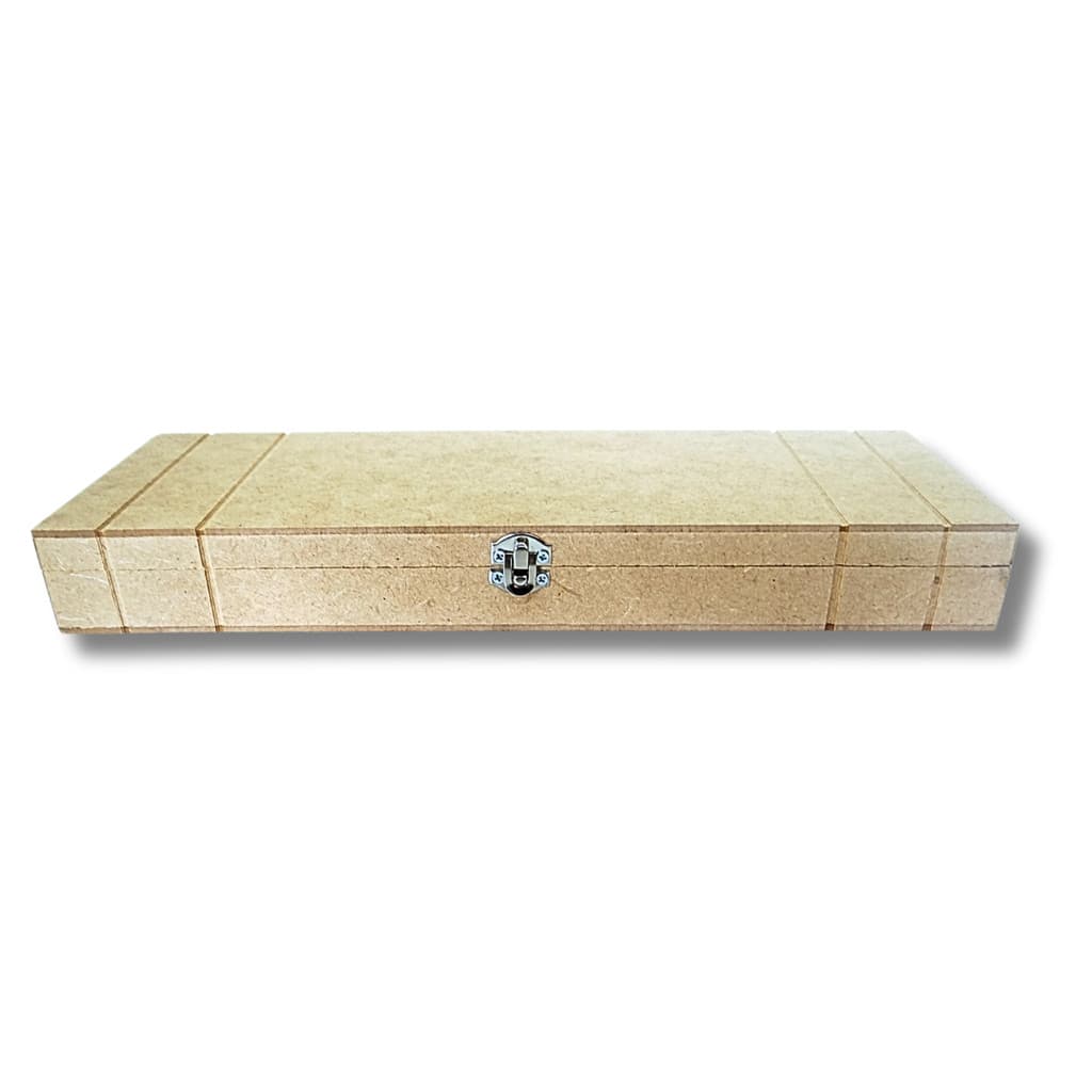 CAIXA MALETA MDF CRU PORTA FACA RETANGULAR COM FECHO 33 x 11 x 4cm