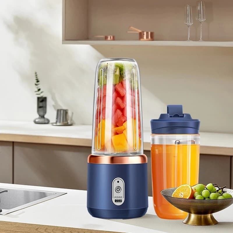 400ML 6 Lâminas Espremedor Elétrico Mini Liquidificador Portátil De Suco De Alimentos Misturador Leite Smoothie