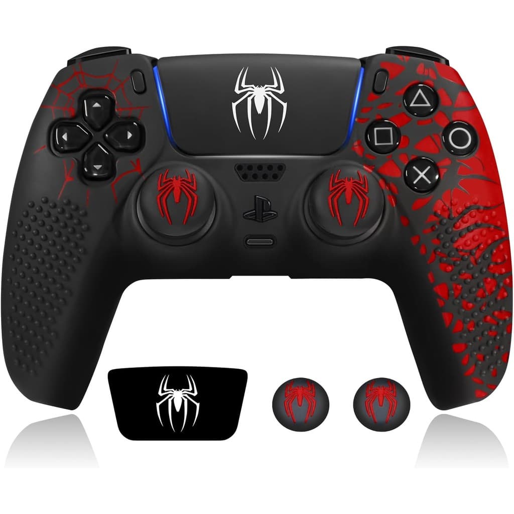 Pele Antiderrapante Do Controlador PS5 , Acessórios Capa De Silicone Com Lacunas Aperto Polegar-Spider