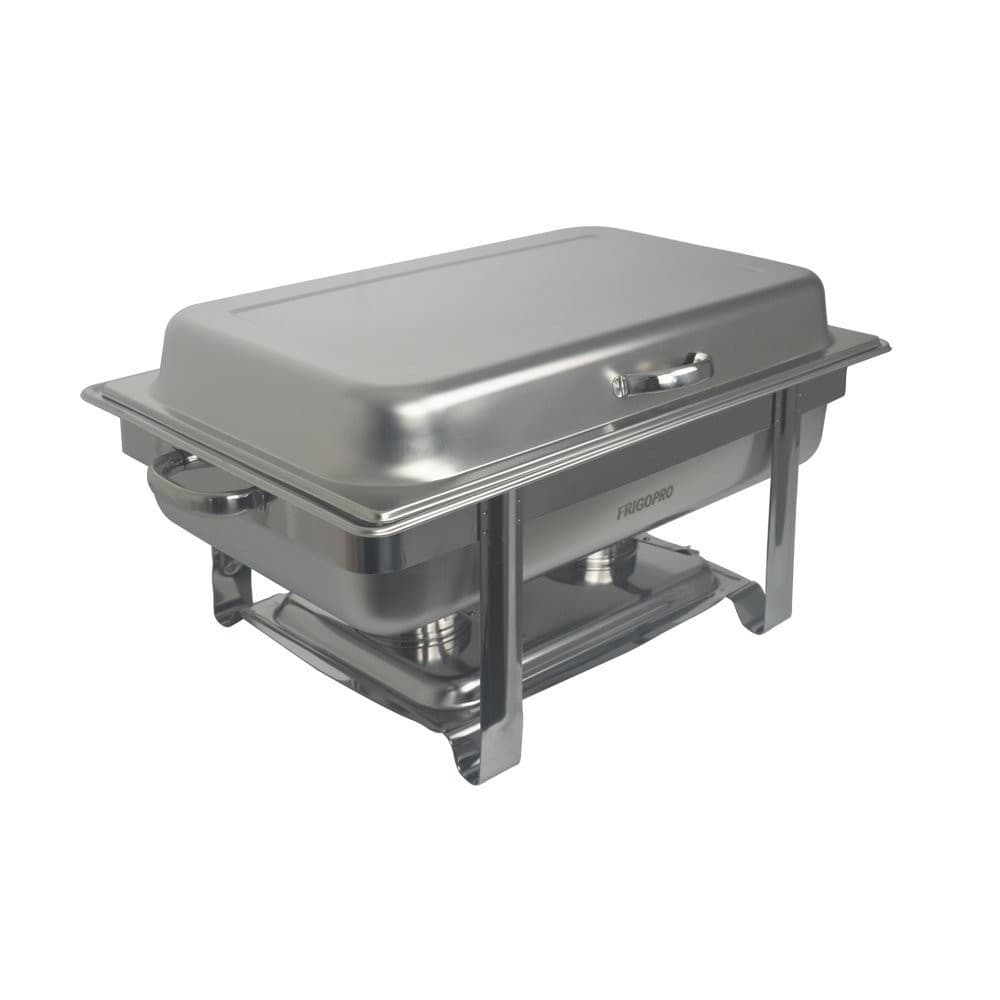 Rechaud Duplo Inox 2 Cubas 1/2 c/ Fogareiro A Alcool - 9 Lts