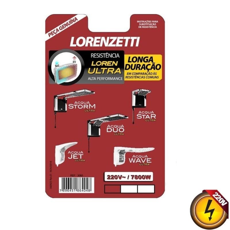 Resistencia Ducha Linha Acqua Ultra 220V 6800W 3065A 7589119 Lorenzetti