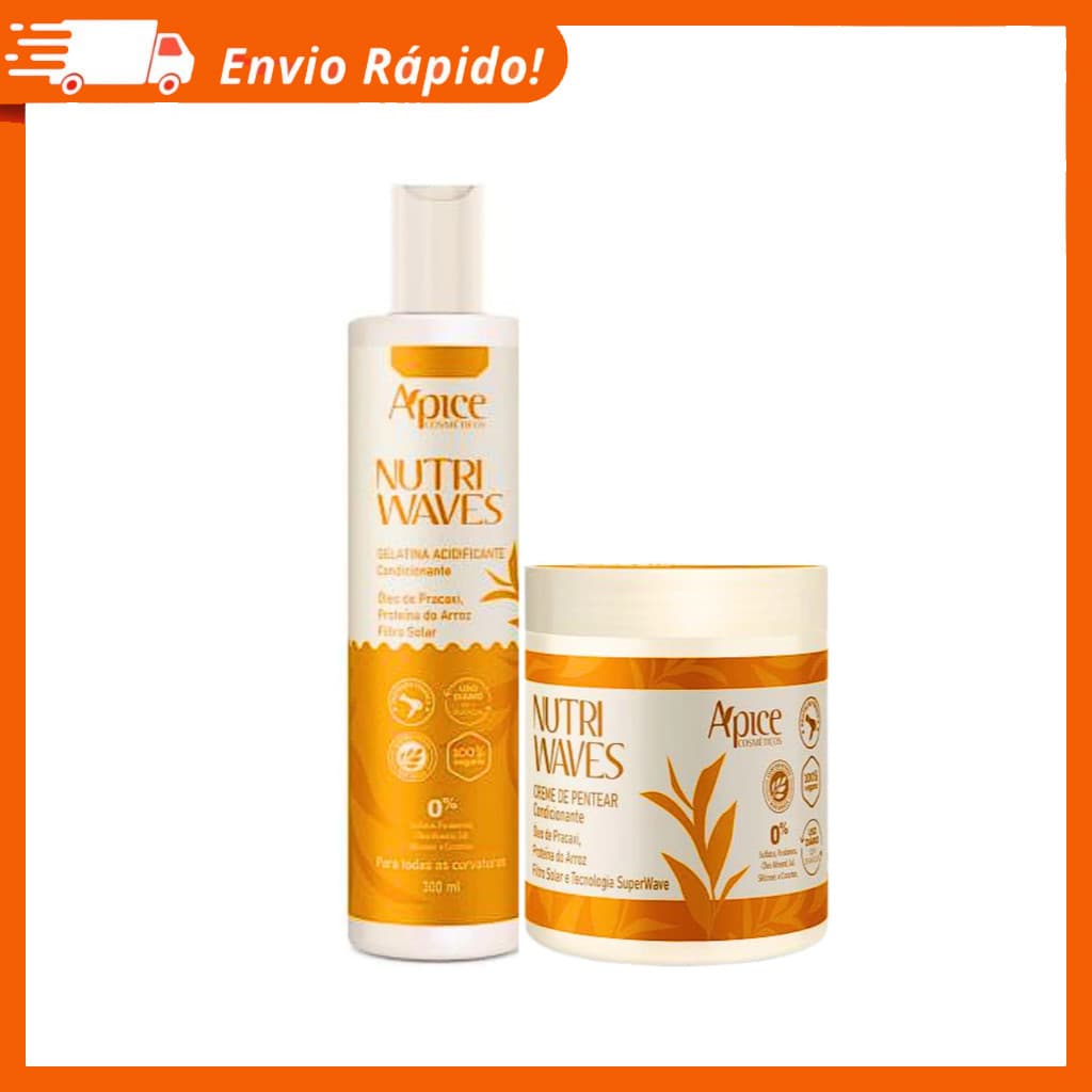 Kit Apse Nutri Waves – Gelatina Acidificante 300ml + Creme de Pentear Condicionante 500g Apice