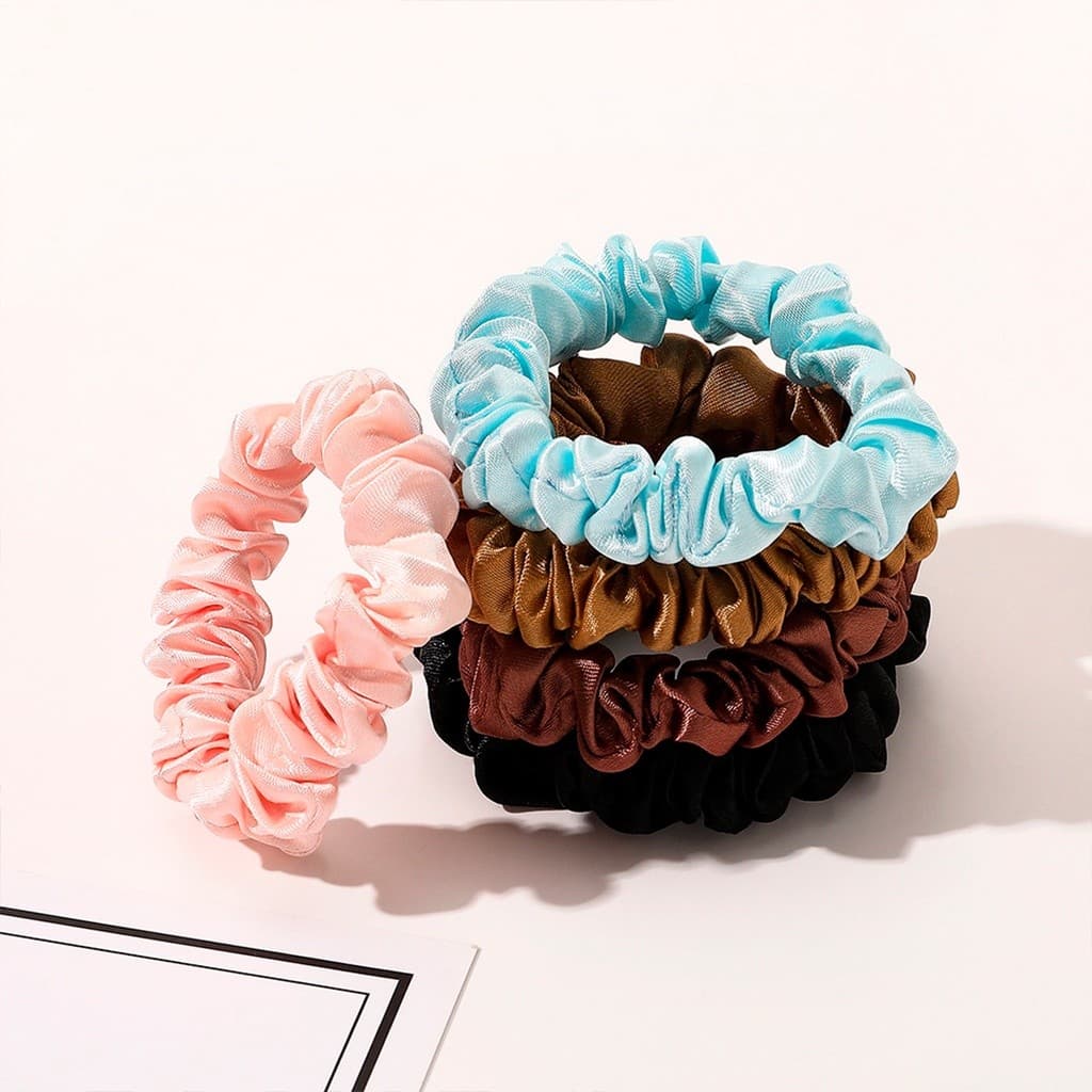 Kit 70 Scrunchie Xuxinhas Rabico de Cabelo de Cetim Fina