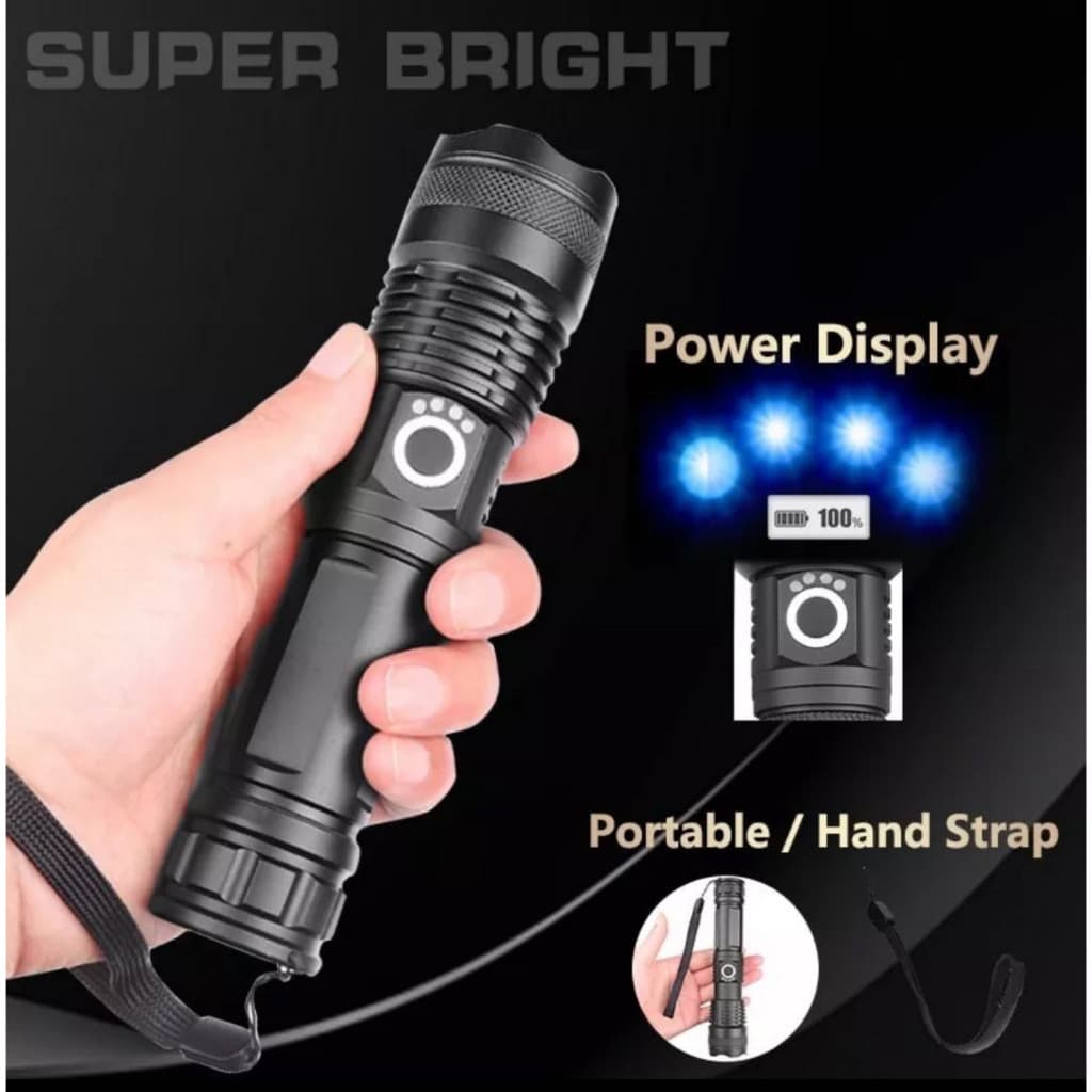 Lanterna Tática Militar de T9 Acampamento Recarregável 9990000w Ultra Potente Sitio Fazenda