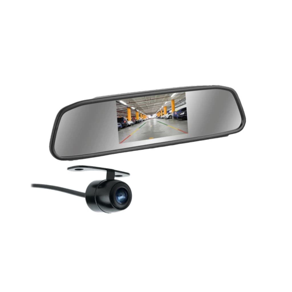 Kit Espelho Retrovisor Tela Monitor Lcd 4.3 + Câmera Ré Kx3