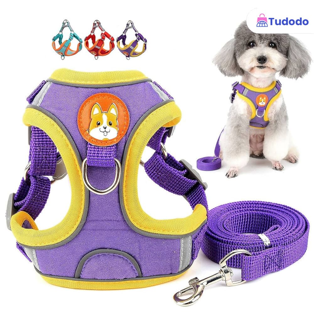 Coleira em Formato de Colete para Cães e Gatos – Conjunto com Guia Resistente