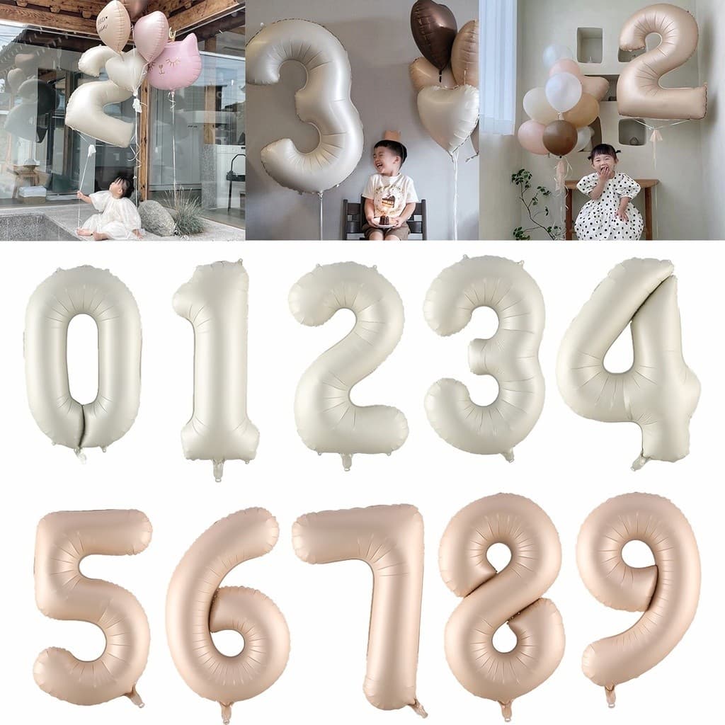 Balão de filme de alumínio 32 Polegada creme de caramelo número branco flutuante hélio aniversário filme de alumínio bal