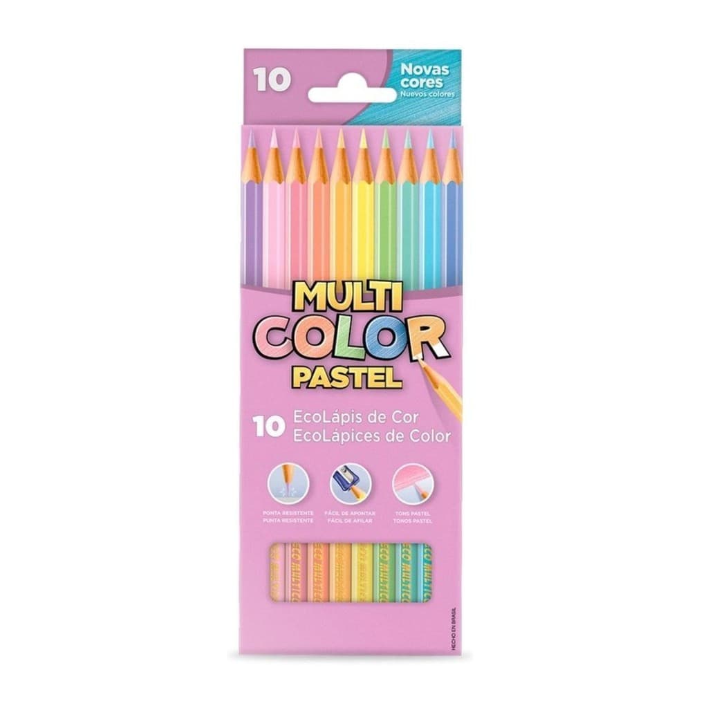 Lápis de Cor Tons Pastéis 10 Cores Faber Multicolor