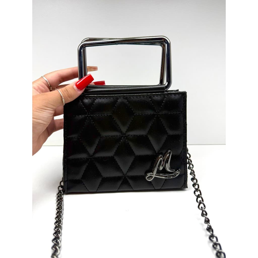 Bolsa Feminina Alça Corrente GRAFITE Pequena Paris de Festa luxo casamento formatura balada Igreja.
