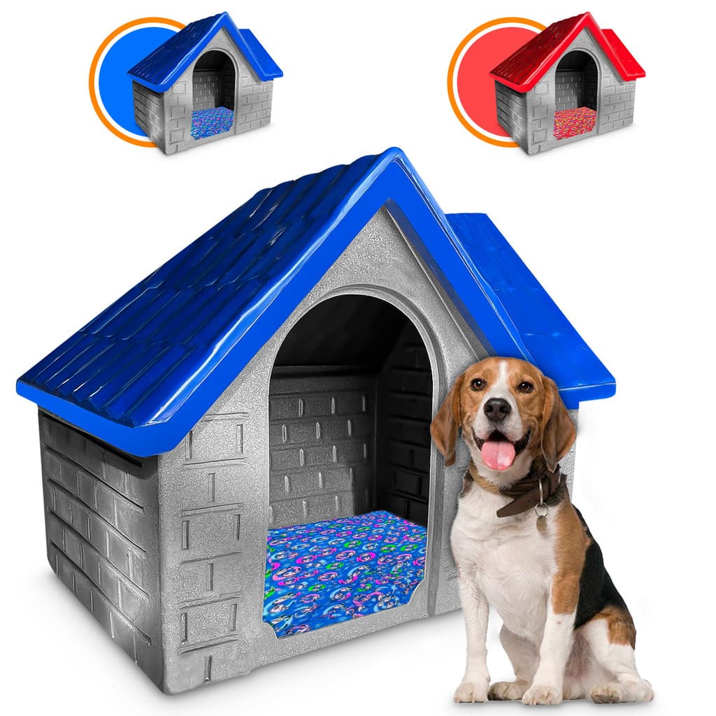 Casinha Plástica Para Cachorro Bangalo Super Resistente Número 4 + Colchão