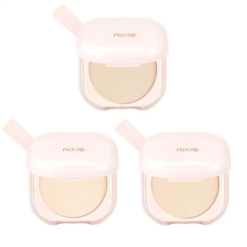 Pó Compacto Leve e Respirável, 3 Cores, Pó de Maquiagem, Corretivo, Cosméticos de Beleza, Pó Solto, Controle de Oleosida