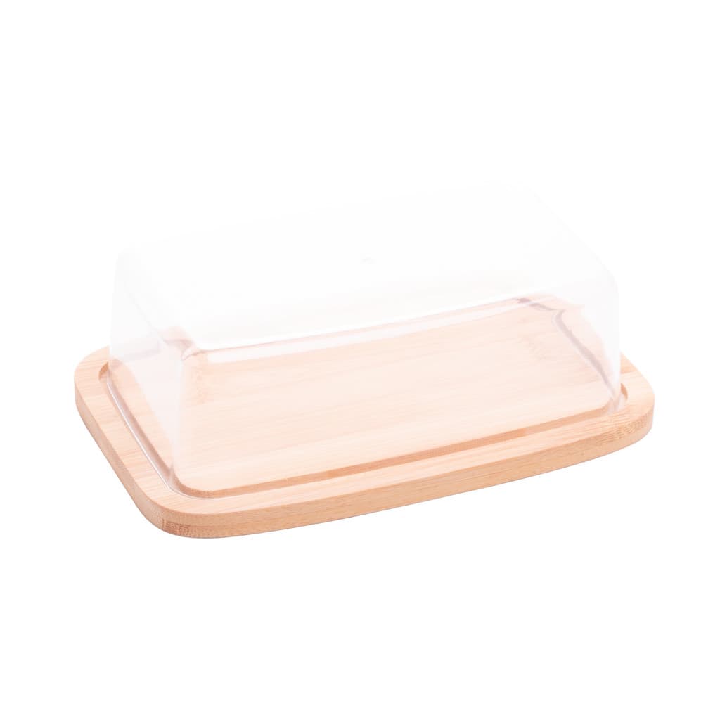Manteigueira de Bambu com Tampa em Plástico 19cm
