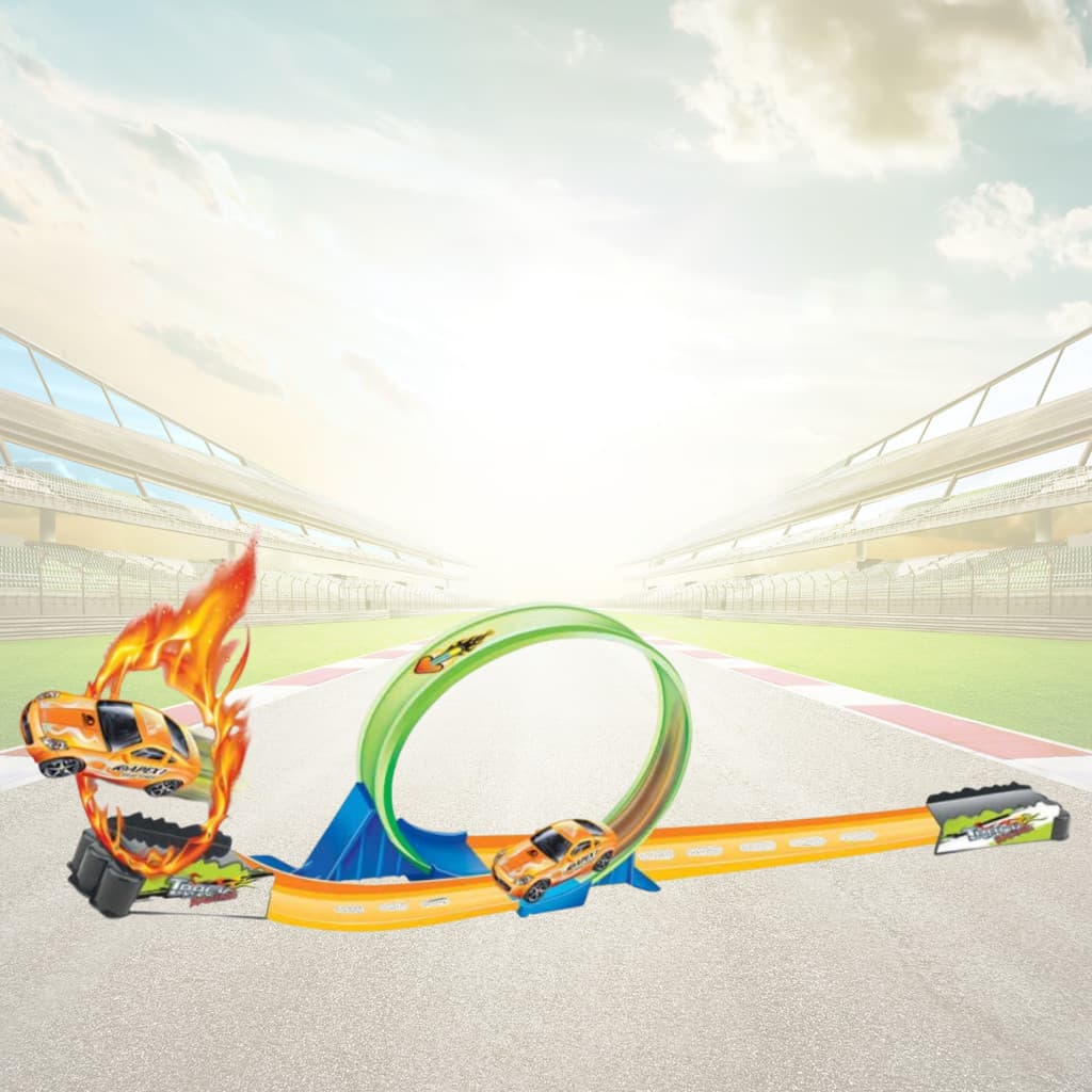 Pista de Corrida com Lançador Loop 360º Carrinho Estrada Brinquedo Crianças Infantil Desafio Criatividade Curiosidade