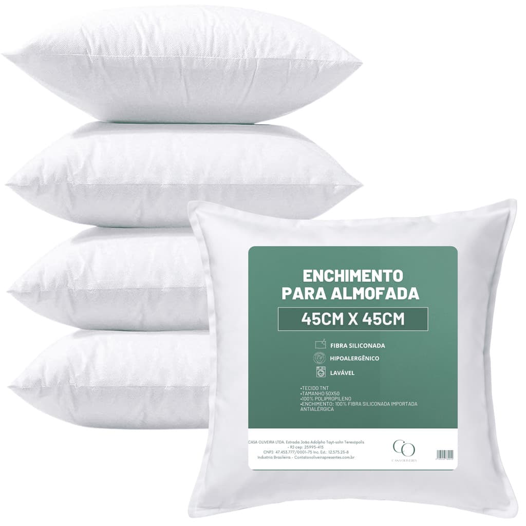 Kit 4 Almofadas Para Sofá Cheias Decorativas Grande 45x45 Fibra Siliconada Enchimento Antialérgica