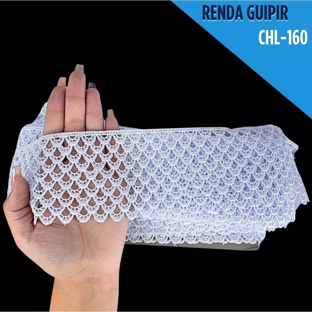 Renda Guipir CHL-160 - 8.0 Cm -  Rolo C/13.7 Metros Cor:Branco