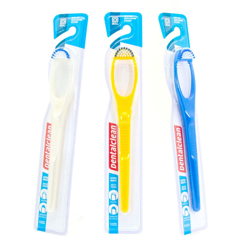 Limpador de Língua Com Cerdas e Raspador Hálito Fresco DentalClean