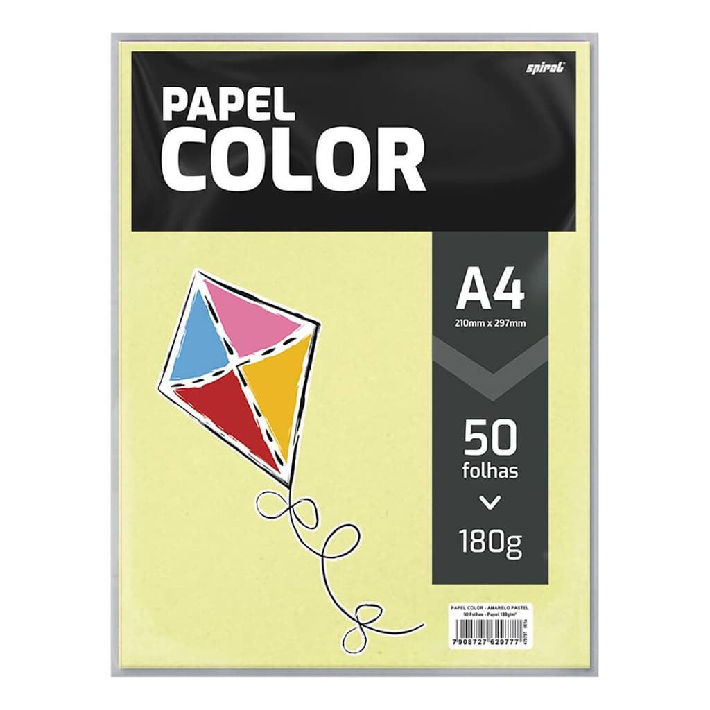Papel 180g 210mm X 297mm A4 Color Amarelo Pastel Spiral 50fl