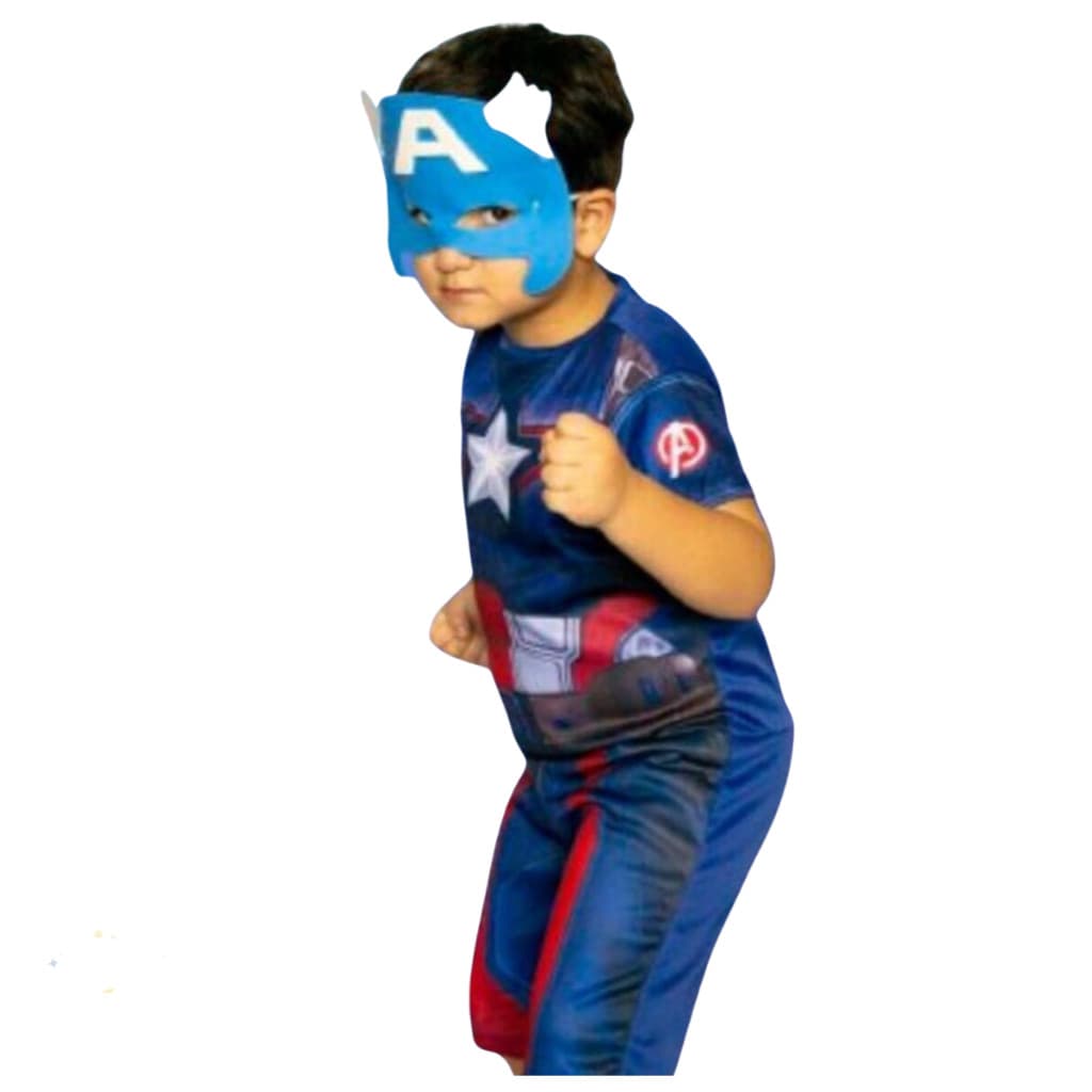 Fantasia Roupa Infantil Capitão América Com Máscara- Envio Imediato