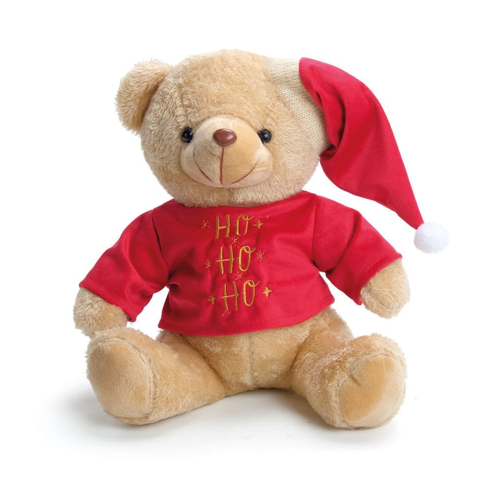 Urso De Pelucia Com Gorro E Camiseta Vermelha Escrita Hohoho
