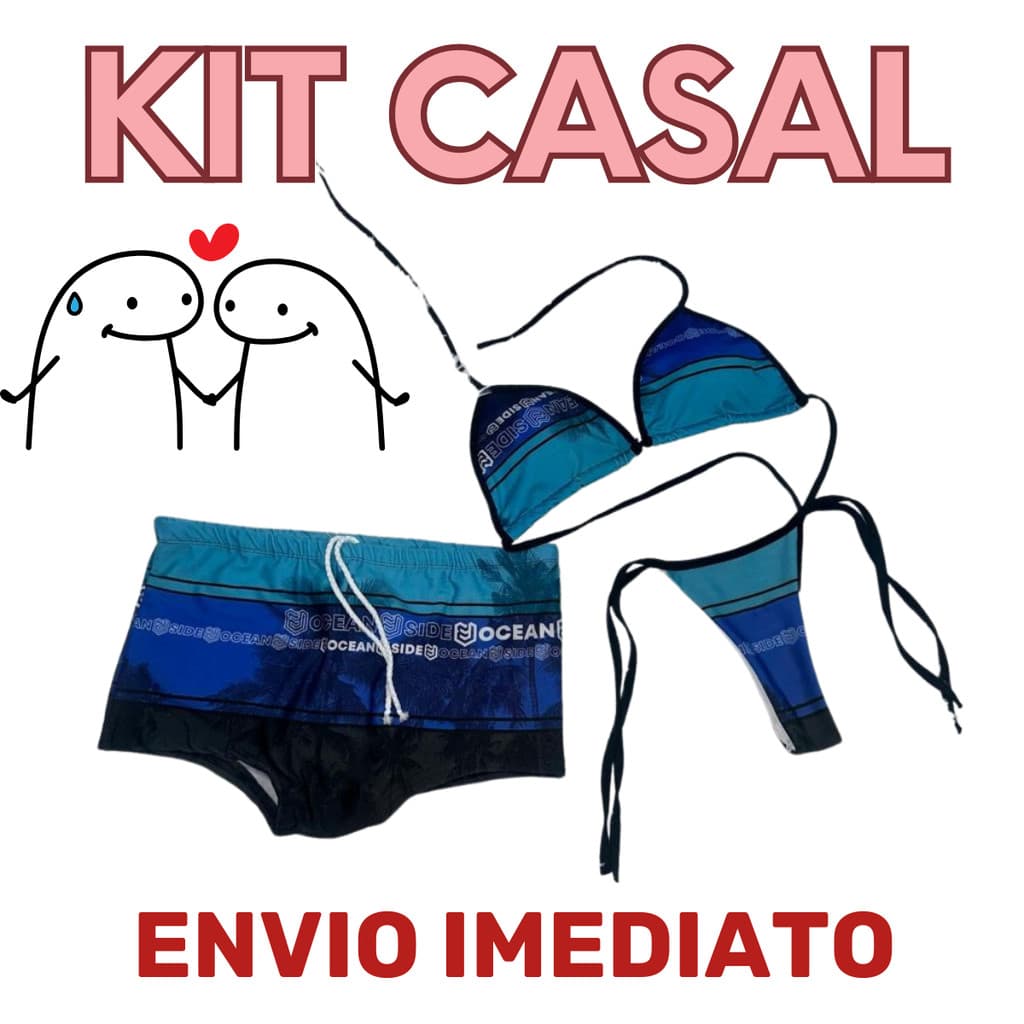 Kit Casal Biquíni de Amarrar e Sunga Adulto Suplex Estampa Promoção Envio Imediato